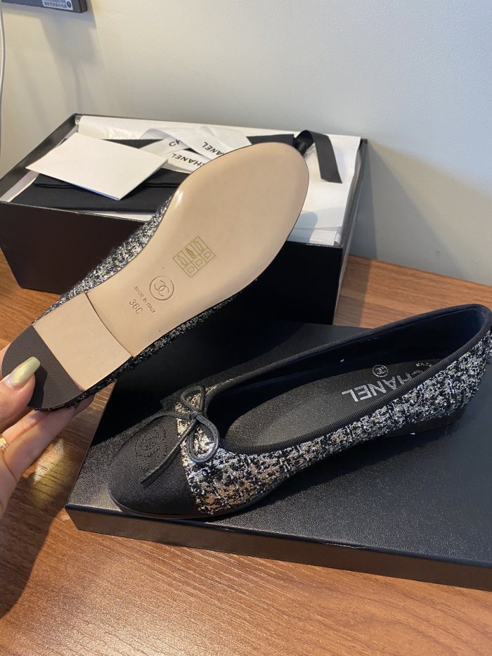 Chanel Ballerinas Fabric & Grosgrain 35