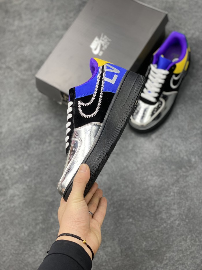 Louis Vuitton Nike Air Force 1 Low By Virgil Abloh Black Metallic Silver