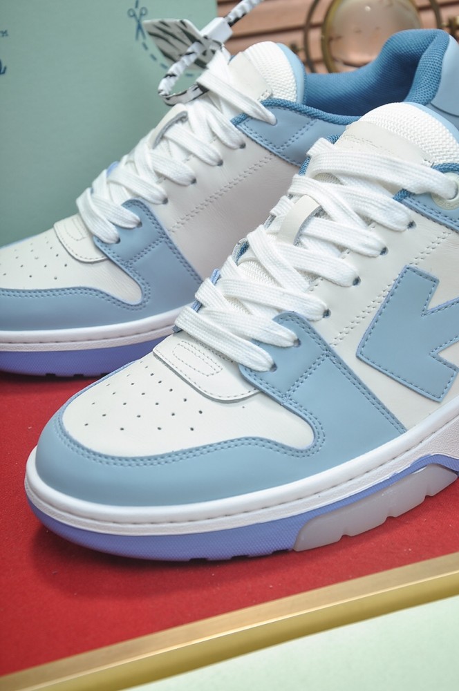 OFF-WHITE OOO Low Out Of Office Calf Leather White Light Blue