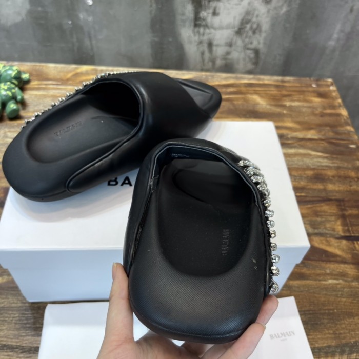 Balmain Quilted leather B-IT mules 7