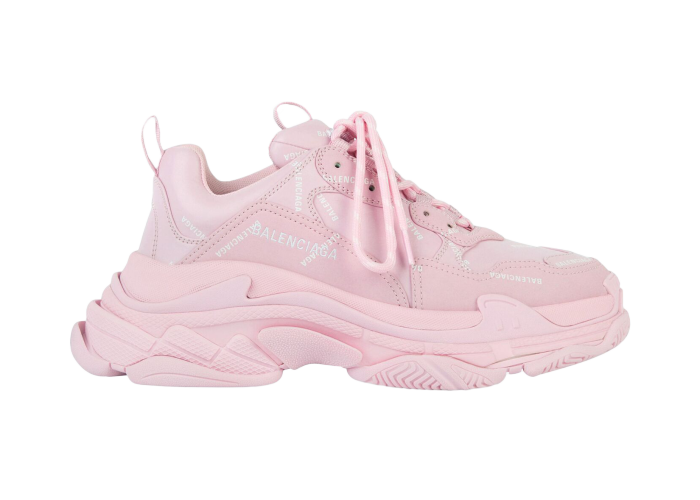 Balenciaga All Over Logo Triple S Pink White