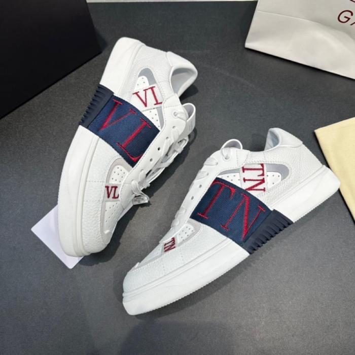 Valentino Garavani VL7N Low-Top Calfskin WHITE MARINE CERISE