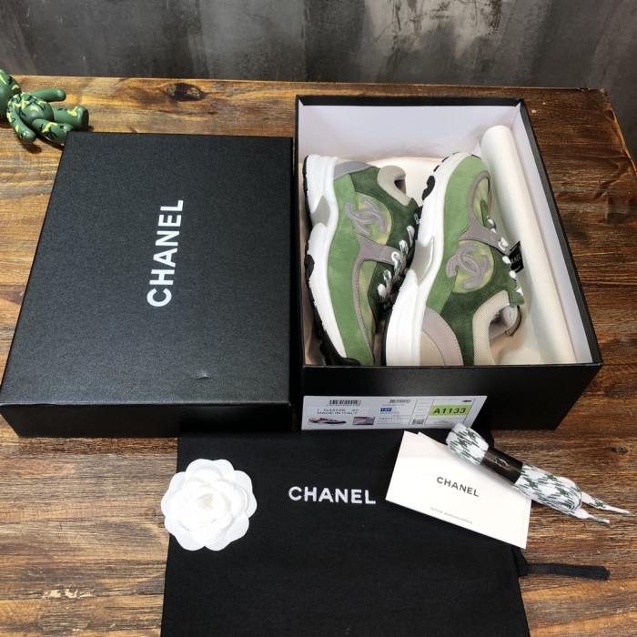Chanel Fabric & Suede Calfskin Low Top Sneaker 45
