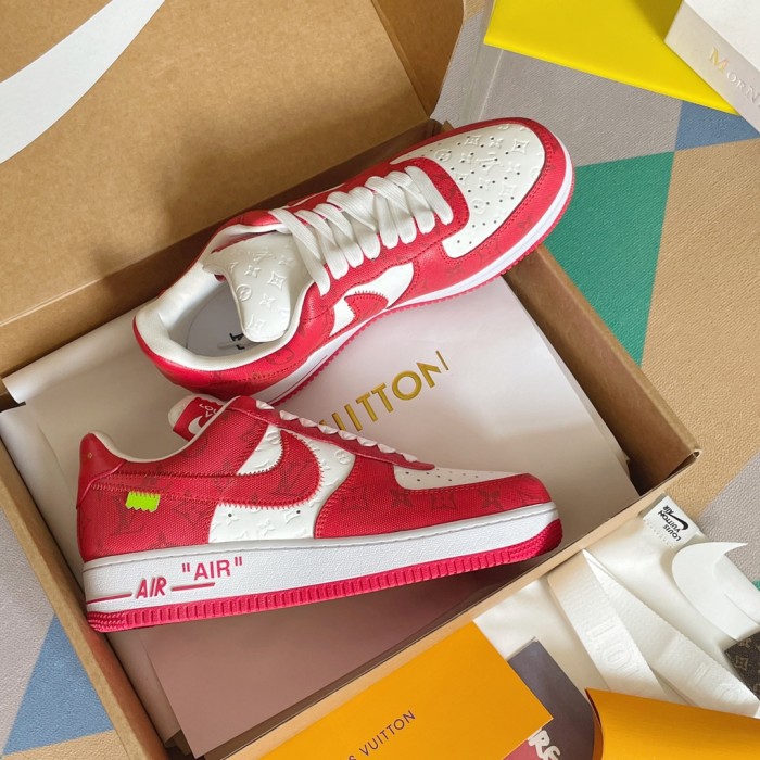 Louis Vuitton Nike Air Force 1 Low By Virgil Abloh White Red