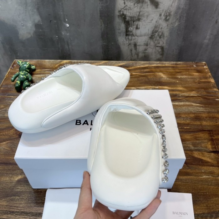 Balmain Quilted leather B-IT mules 8