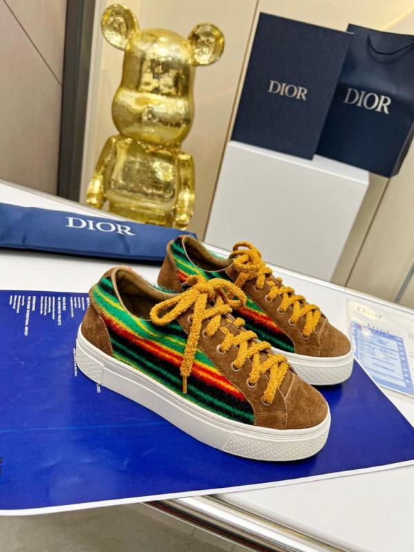 DIOR TEARS B33 SNEAKER - LIMITED AND NUMBERED EDITION Yellow Multicolor Mohair and Brown Suede