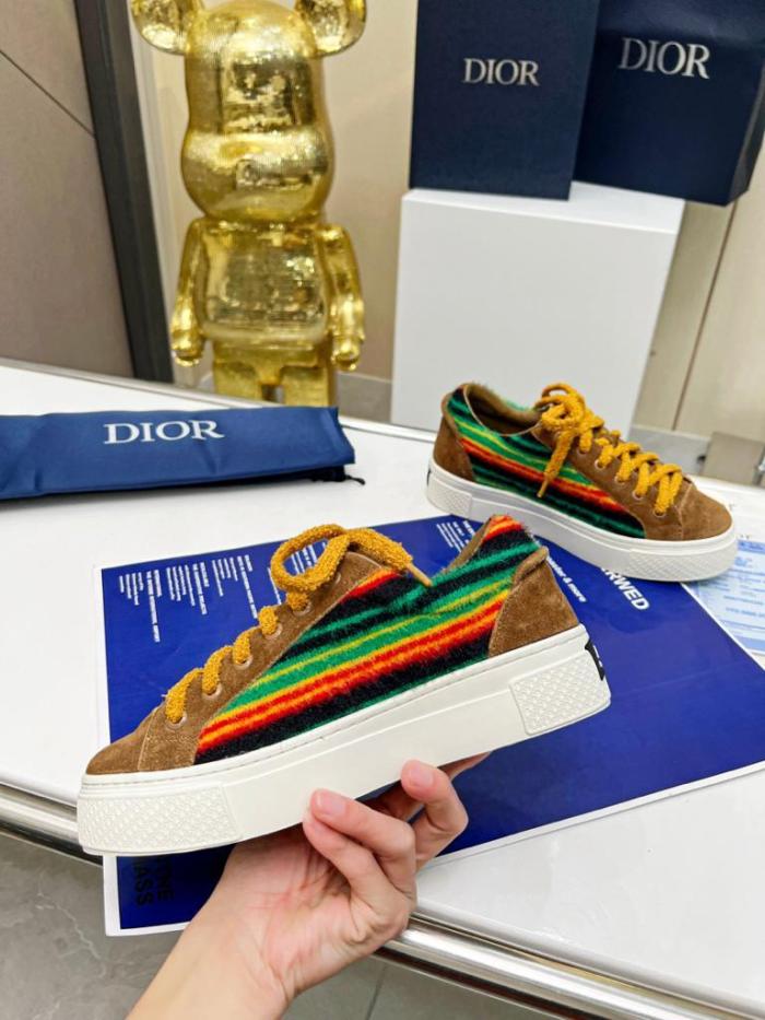DIOR TEARS B33 SNEAKER - LIMITED AND NUMBERED EDITION Yellow Multicolor Mohair and Brown Suede