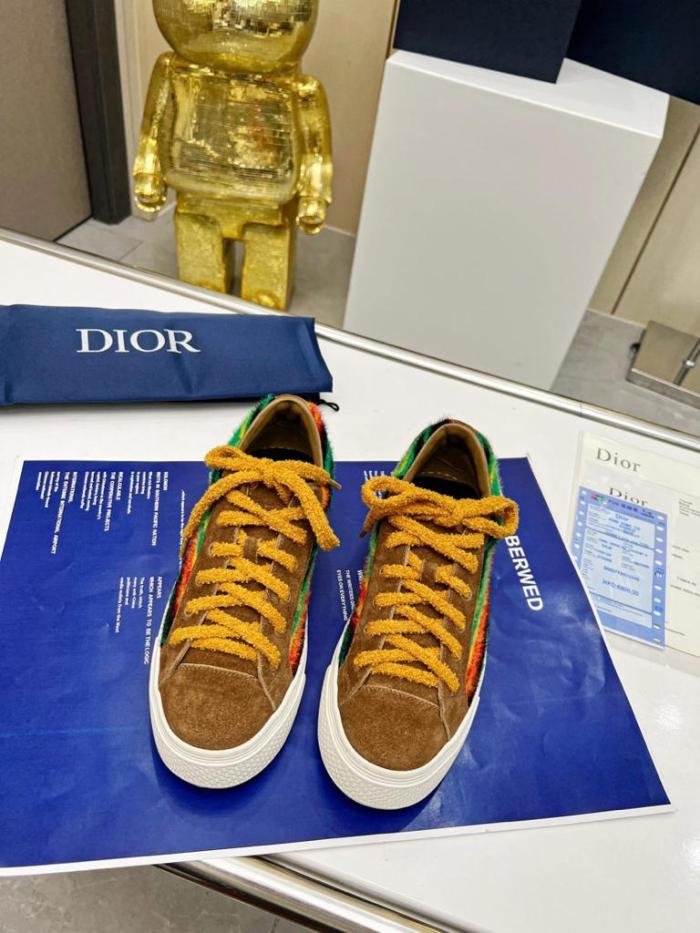 DIOR TEARS B33 SNEAKER - LIMITED AND NUMBERED EDITION Yellow Multicolor Mohair and Brown Suede