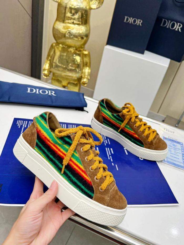 DIOR TEARS B33 SNEAKER - LIMITED AND NUMBERED EDITION Yellow Multicolor Mohair and Brown Suede