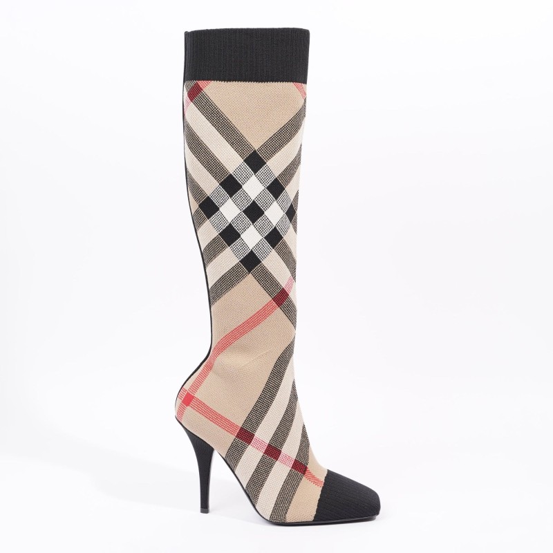 Burberry Knitted Check Sock Boots Heel height: 10.5cm/4.1in