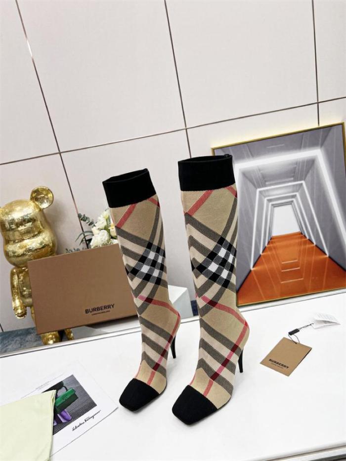 Burberry Knitted Check Sock Boots Heel height: 10.5cm/4.1in