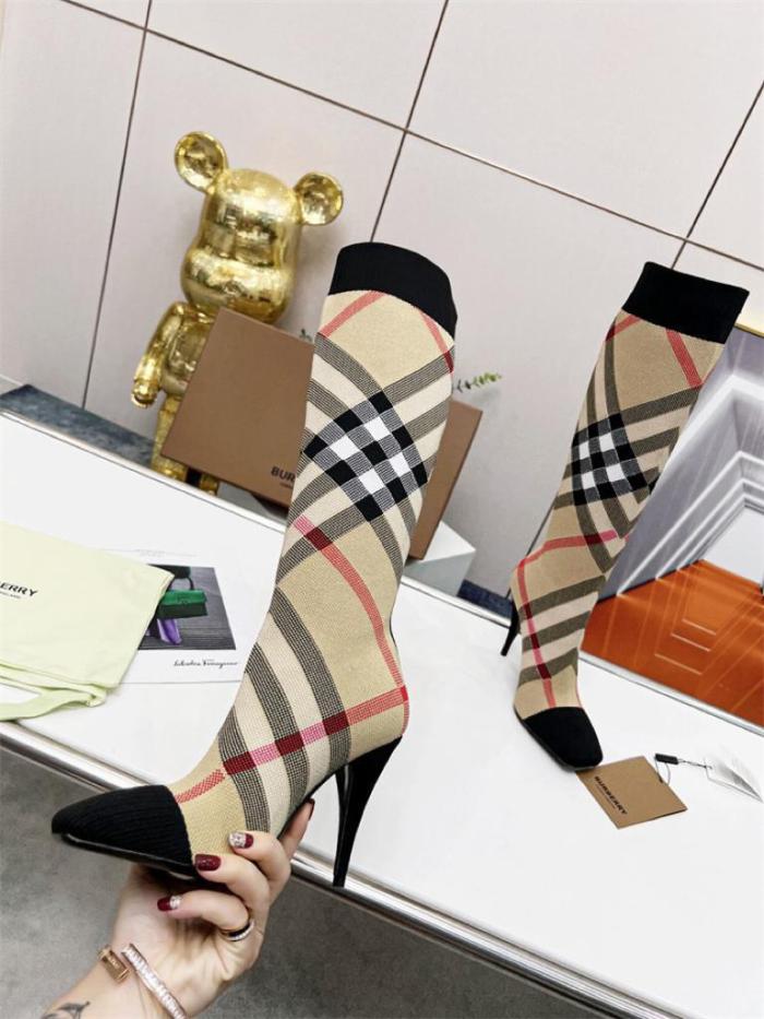 Burberry Knitted Check Sock Boots Heel height: 10.5cm/4.1in