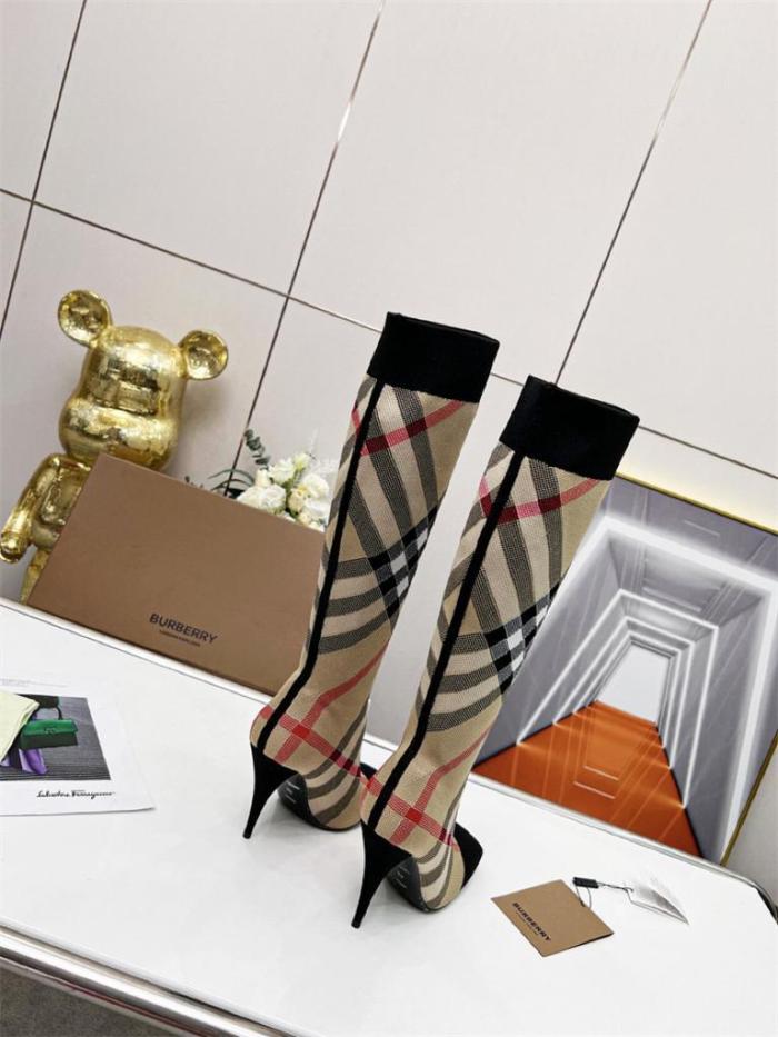 Burberry Knitted Check Sock Boots Heel height: 10.5cm/4.1in