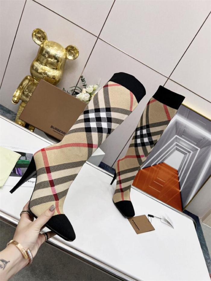 Burberry Knitted Check Sock Boots Heel height: 10.5cm/4.1in
