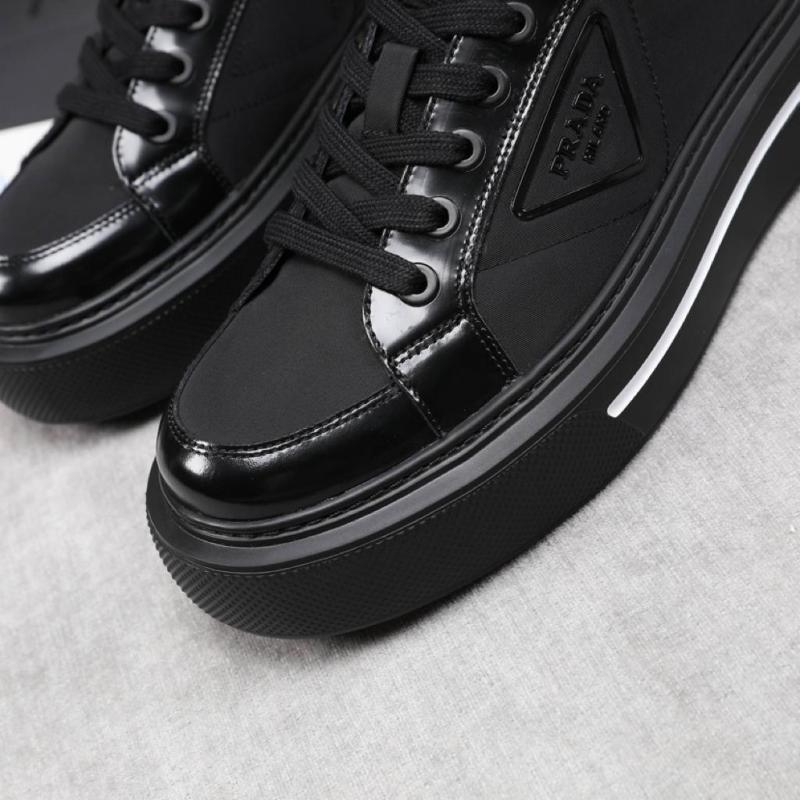 Prada Macro Re-Nylon and brushed leather sneakers Black