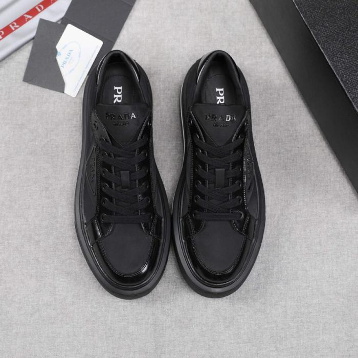 Prada Macro Re-Nylon and brushed leather sneakers Black