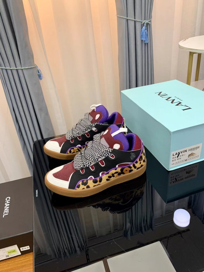 Lanvin Leather Curb Leopard print black