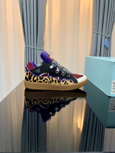 Lanvin Leather Curb Leopard print black