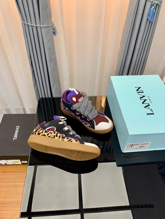 Lanvin Leather Curb Leopard print black