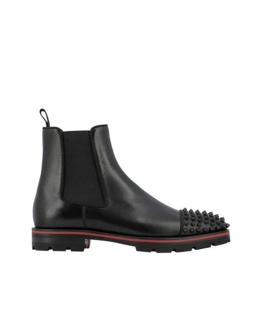 CHRISTIAN LOUBOUTIN Men's Black Leather Ankle Boots