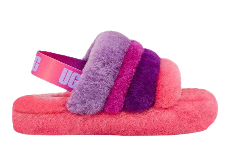 UGG Fluff Yeah Slide Pink Purple Rainbow (Kids)