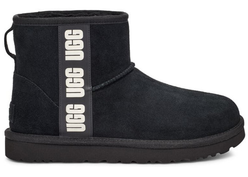 UGG Classic Mini Side Logo Boot Black White (Women's)