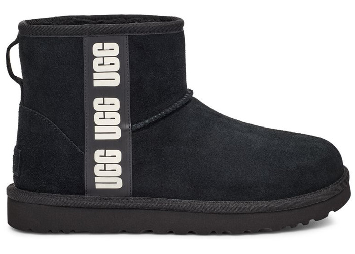 UGG Classic Mini Side Logo Boot Black White (Women's)