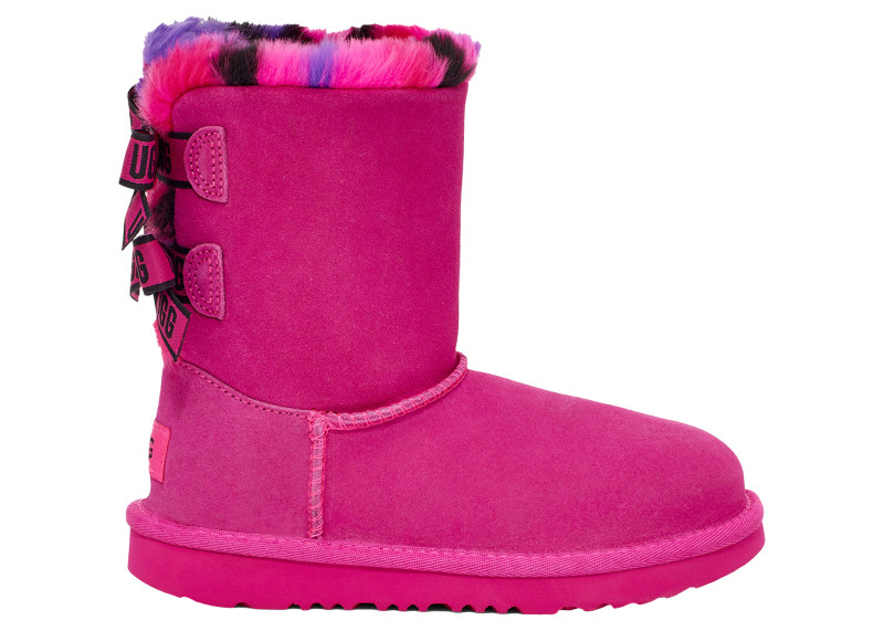 UGG Bailey Bow Plaid Punk Boot Rock Rose (Kids)