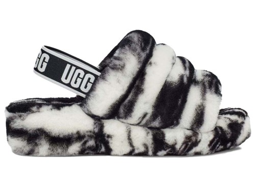 UGG Fluff Yeah Slide Marble Black White (Women's)