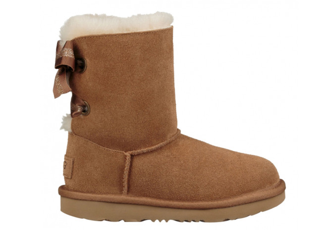 UGG Bailey Bow II Boot Customizable Ribbon Chestnut (Kids)