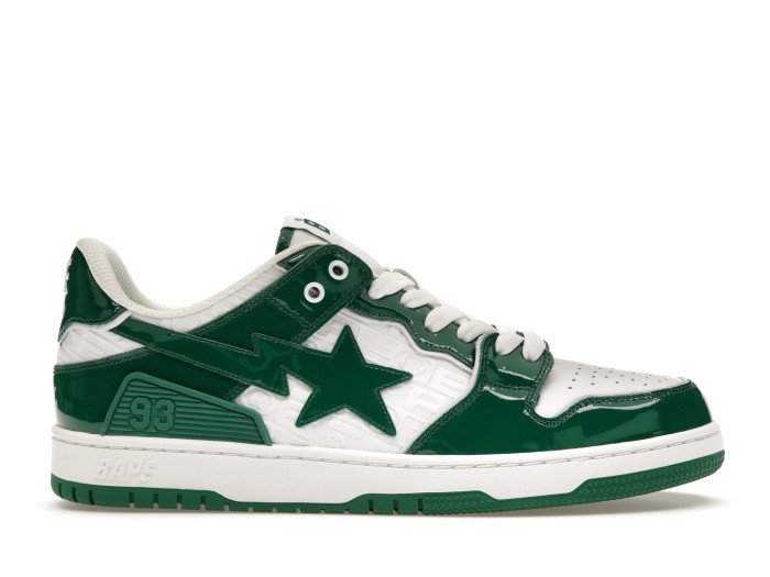 A Bathing Ape Bape SK8 Sta Green White Patent