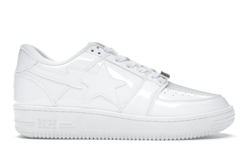 A Bathing Ape Bape Sta Low Patent White