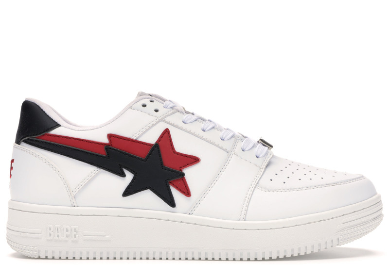 A Bathing Ape Bape Sta Low Double Star White
