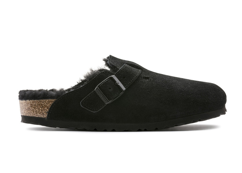 Birkenstock Boston Shearling (Medium/Narrow Fit) Suede Leather Black