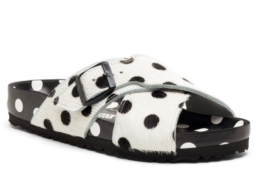 Birkenstock Rodra Fur Manolo Blahnik Black White Dot