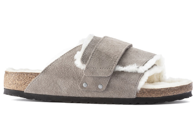 Birkenstock Kyoto Shearling Suede Stone Coin