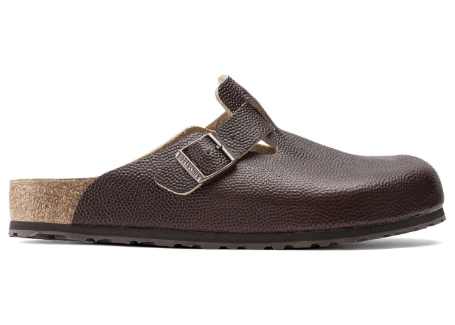 Birkenstock Boston Super Grip Embossed Natural Leather Roast Brown