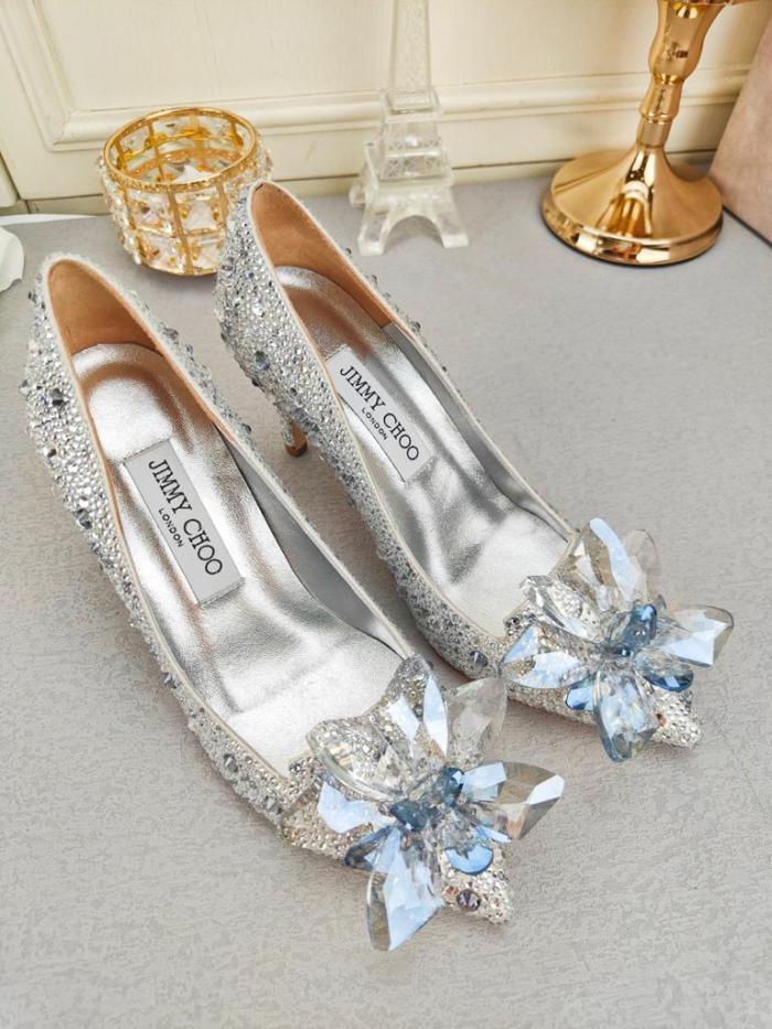 Jimmy Choo Allure Crystal high heels silver white