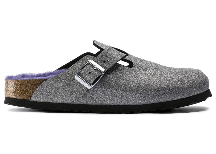 Birkenstock Boston Shearling Birko-Flor Glitter Dust Silver
