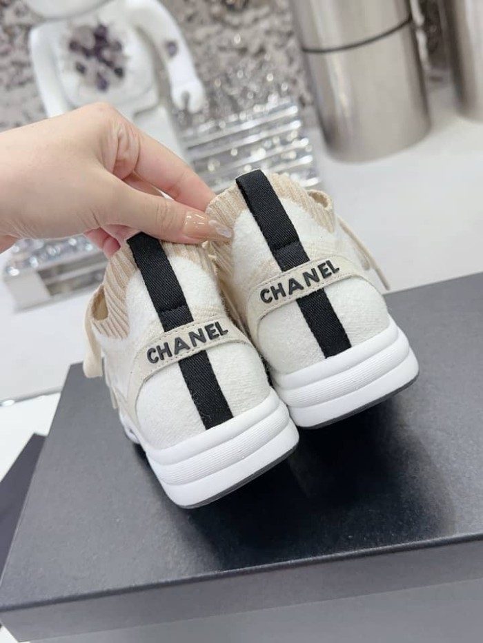Chanel Trainers Knit & suede calfskin ivory