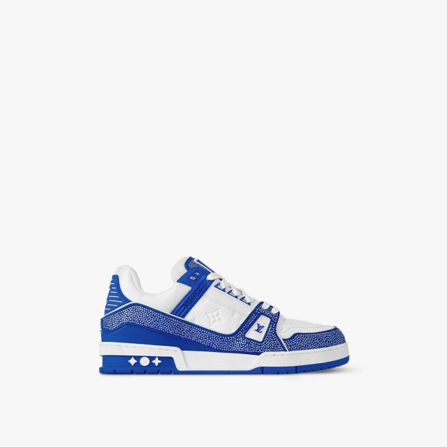 Louis Vuitton LV Trainer Blue Swarovski™ crystals and Monogram-embossed grained calf leather