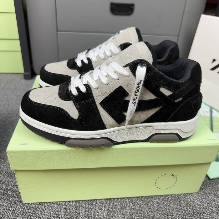 OFF-WHITE Out Of Office OOO Low Tops White Black White