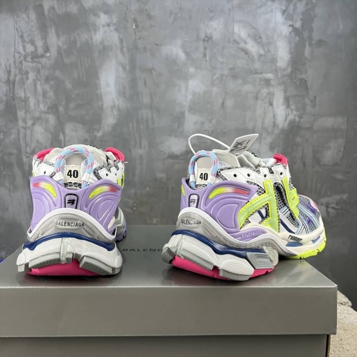 Balenciaga Runner Leather Free Grey Light Purple Neon Yellow White