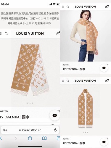 Streetwear Scarf LV 329747 SIZE:186x34cm