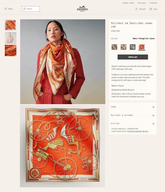 Streetwear Scarf Hermes 328800 SIZE:140cm*140cm