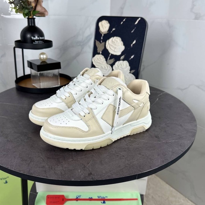 OFF-WHITE Out Of Office OOO Low Tops light beige white