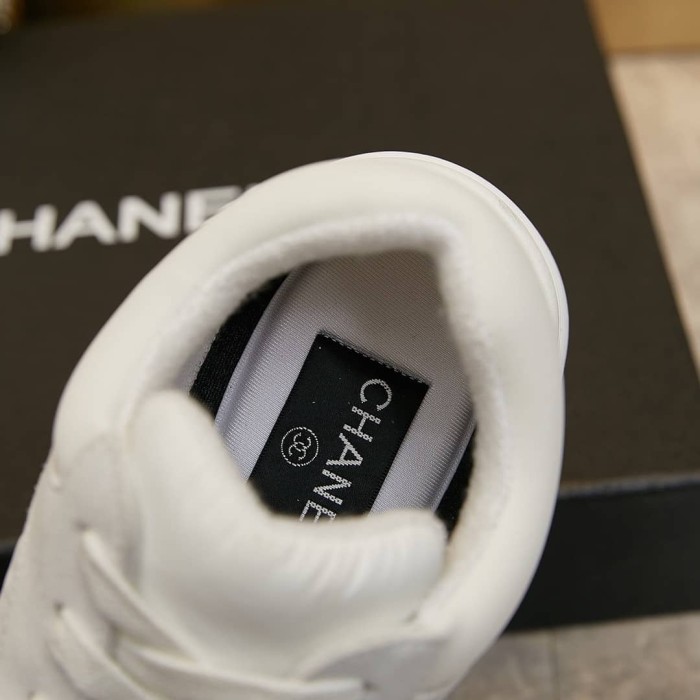 Chanel Low Top Trainer Reflective White Suede