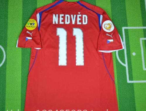 with Patch Retro Shirt 2004 Czech Republic NEDVED 11 Home Soccer Jersey