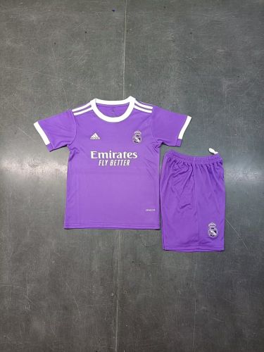 Youth Uniform Kids Kit 2016-2017 Real Madrid Away Purple Soccer Jersey Shorts