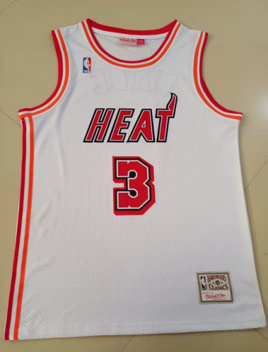 Miami Heat 3 Wade White NBA Jersey